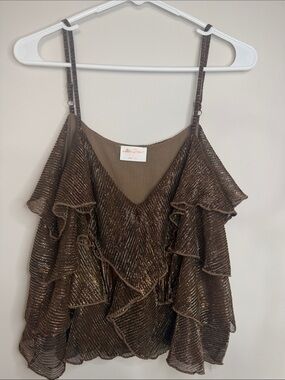 Allie Rose Metallic Bronze Ruffle Camisole